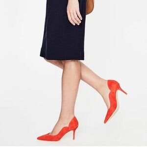 Women's Suede Pointed Toe Wave Edge Stiletto Heel Pumps Shoes Sz 41 US 10